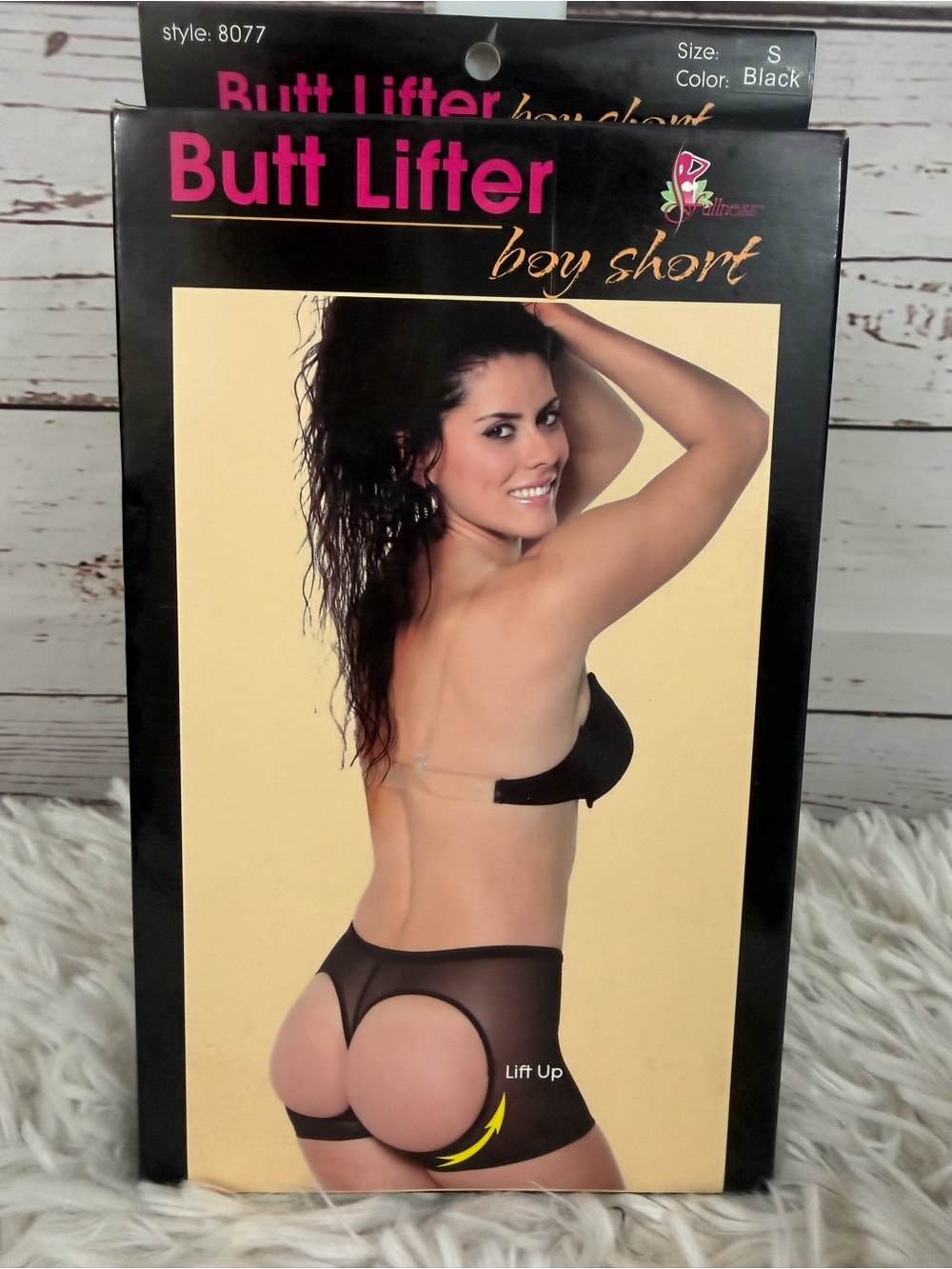 Butt Lifter Boy Short Shaper Panty Style 8077 Sleek Black Size Small